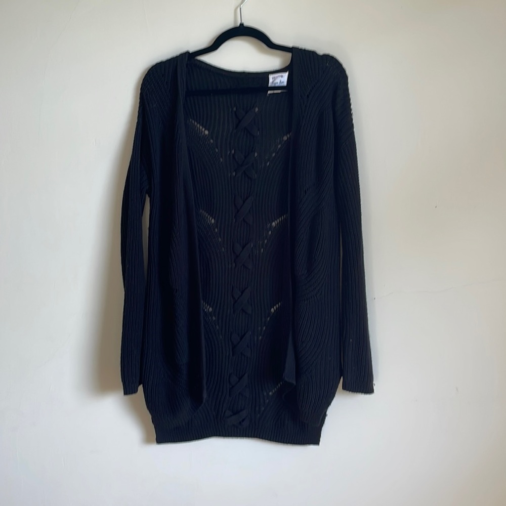 Black Knit Open Cardigan Sweater